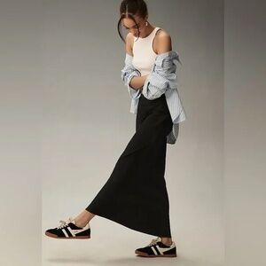 Anthropologie The Tilda Maxi Slip Skirt: Linen Edition in Black size XXS NWT